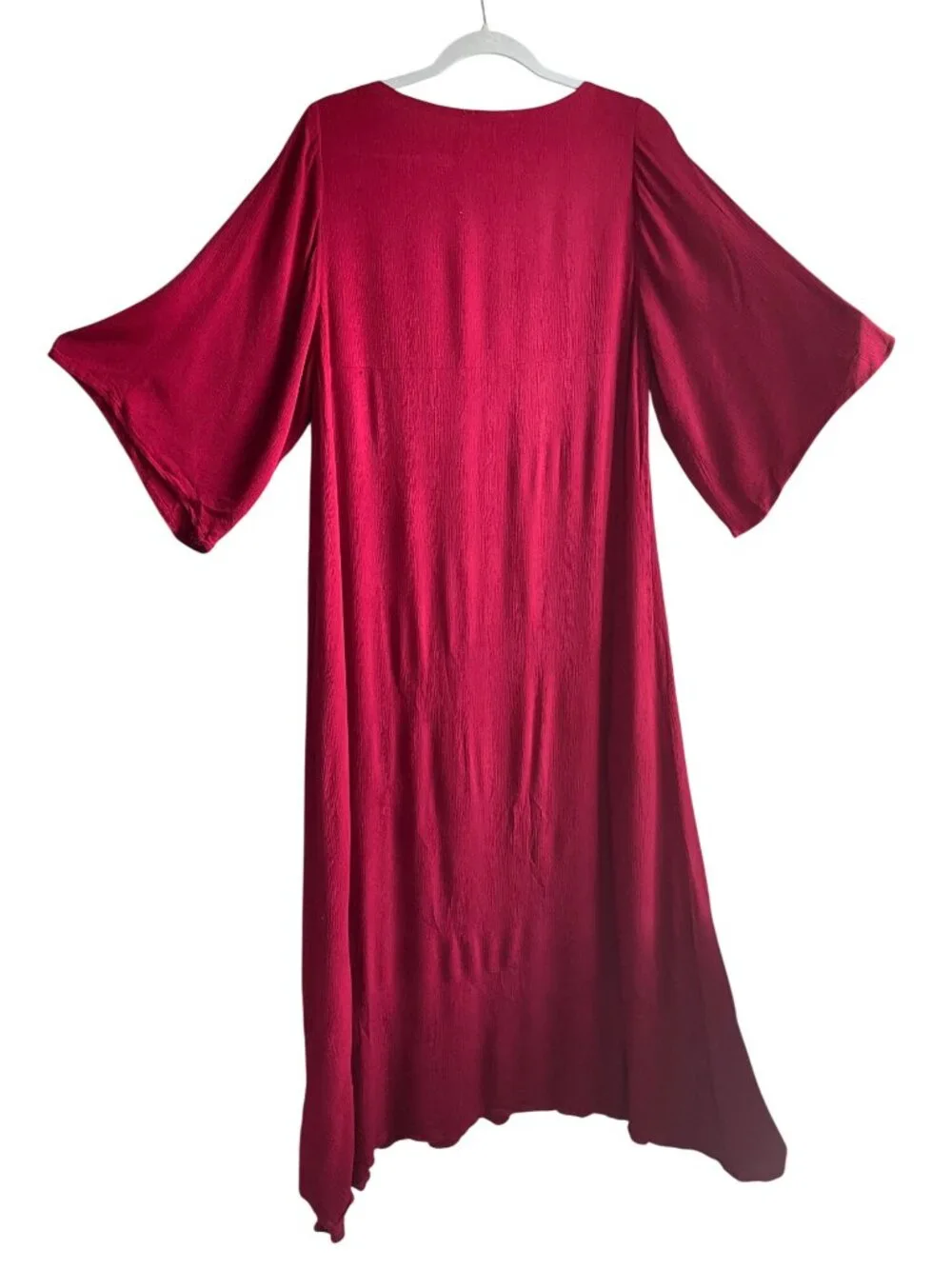 Easel Med Dark Red Boho Tunic Dress Embroidered Flowy Bell Sleeves - Picture 3 of 15